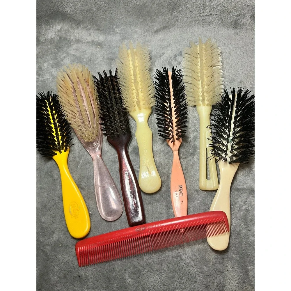 Vintage Hair Brush Lot Nylon Bristle Codi Epsilon PRO USA Comb Set Mixed